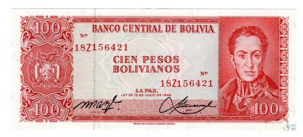 Bolivien Pick 164A - 100 Pesos Bolivianos (1-)