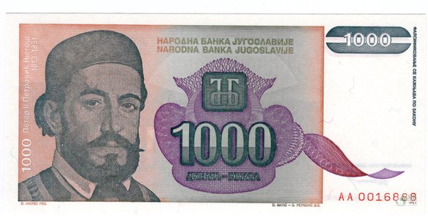 Jugoslawien Pick 140a - 1000 Dinara (1)