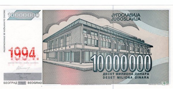 Jugoslawien Pick 144a - 10 Mio. Dinara (1)
