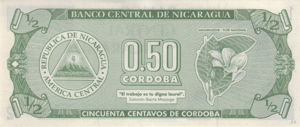 Nicaragua Pick 172 - 1/2 Cordoba (1)