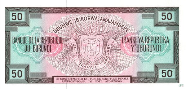 Burundi Pick 28a - 50 Francs (1)