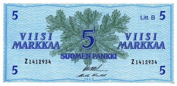 Finnland Pick 106A - 5 Markkaa (1)