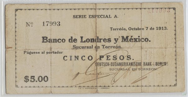 Rarität 1: Ro. 1061 Deutsch-Südamerikanische Bank - 5 Pesos (4-5)