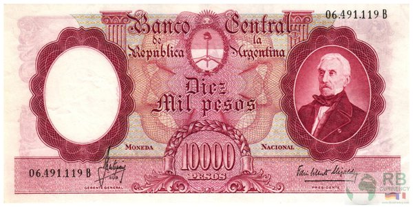 Argentinien/Argentina - P281b 10 Mil Pesos 1961 XF (2)