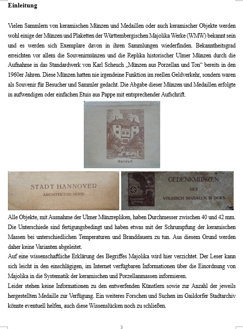 Literatur: Münzen und Medaillen der Württembergischen Majolika Werke Gaildorf, Henning Huschka 2020